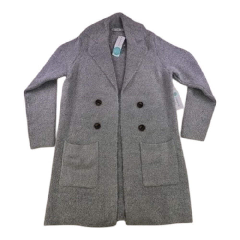 Pink‎ Clover Gray Double Breasted Wool Blend Cardigan Coat Style XSP NWT
